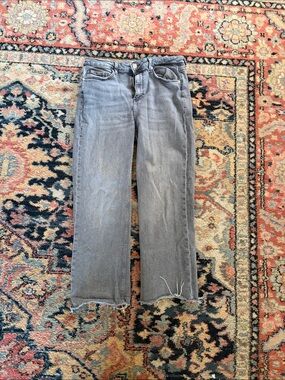 Zara Women's Gray Straight-Leg Jeans with Frayed Hem